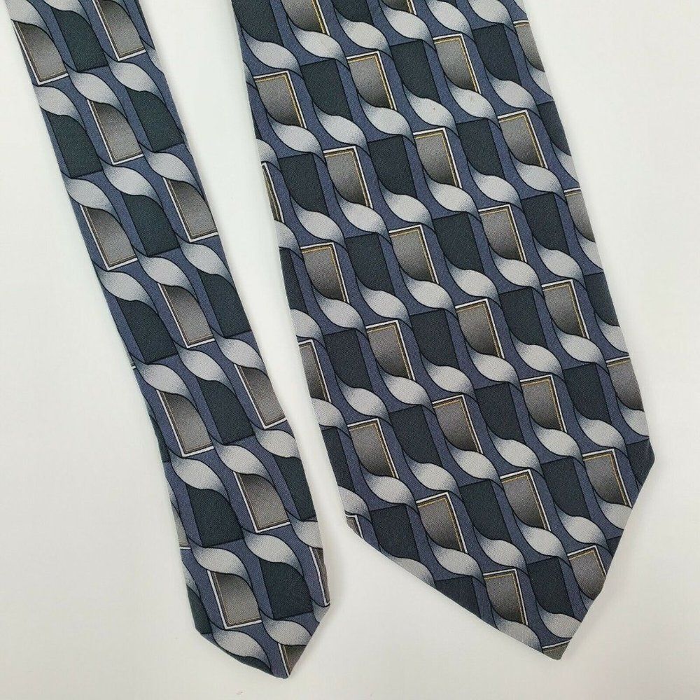 Croft Barrow Geometric Silver Silk Tie‎ 58.5 3 5/8